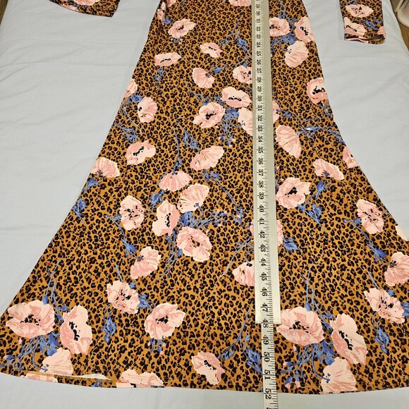 Free People Animal Print Floral Maxi Dress Women Size S Long Sleeve - Picture 10 of 15